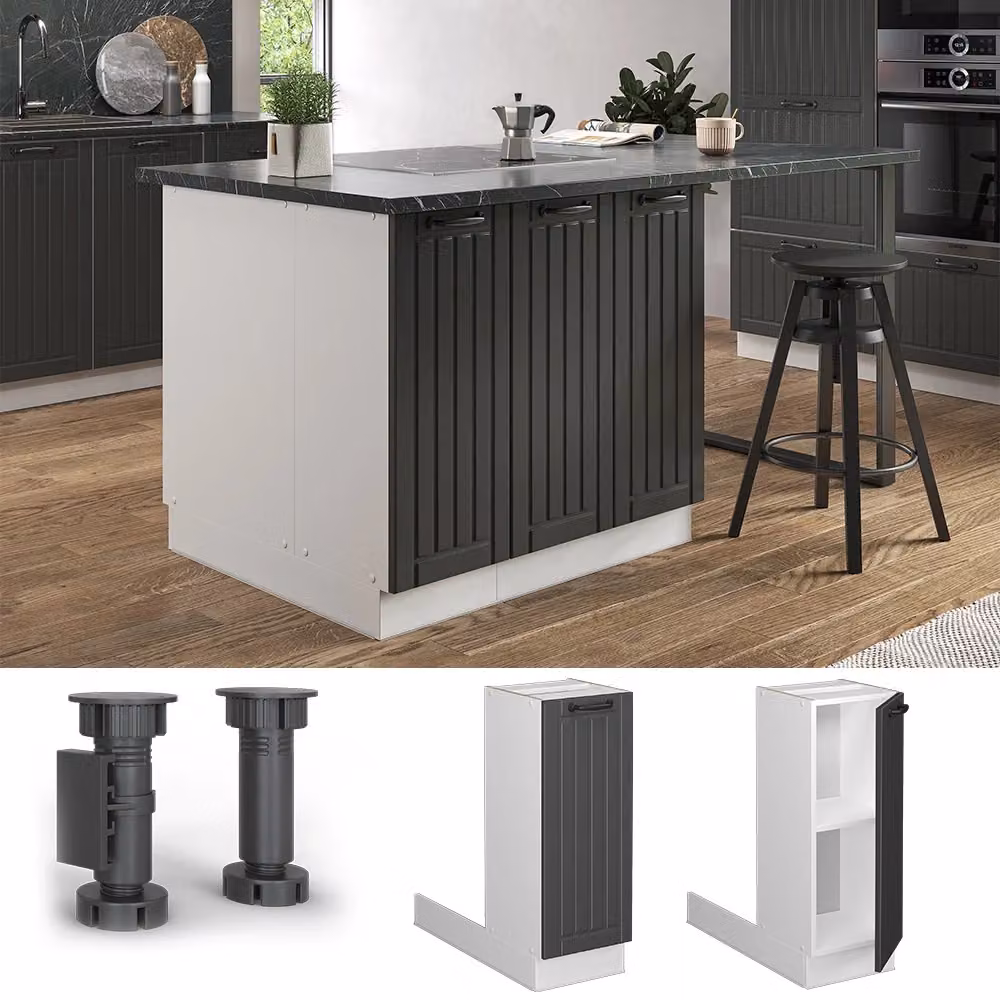 Isola cucina Vicco Fame-Line base antracite e bianco stile rustico senza piano di lavoro L: 30 cm – 2