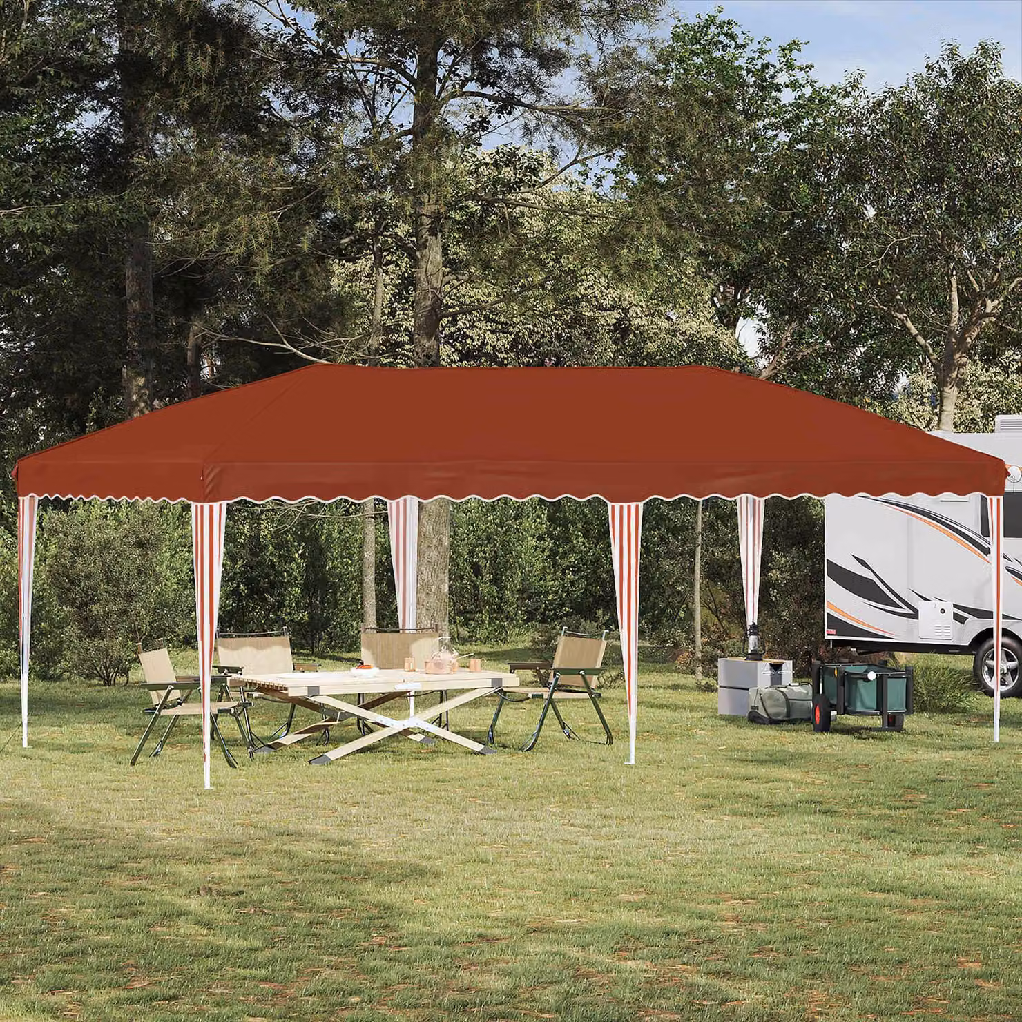 Maison Exclusive - Tenda pop-up per feste, dimensioni 575 x 290 x 245 cm, colore terracotta
