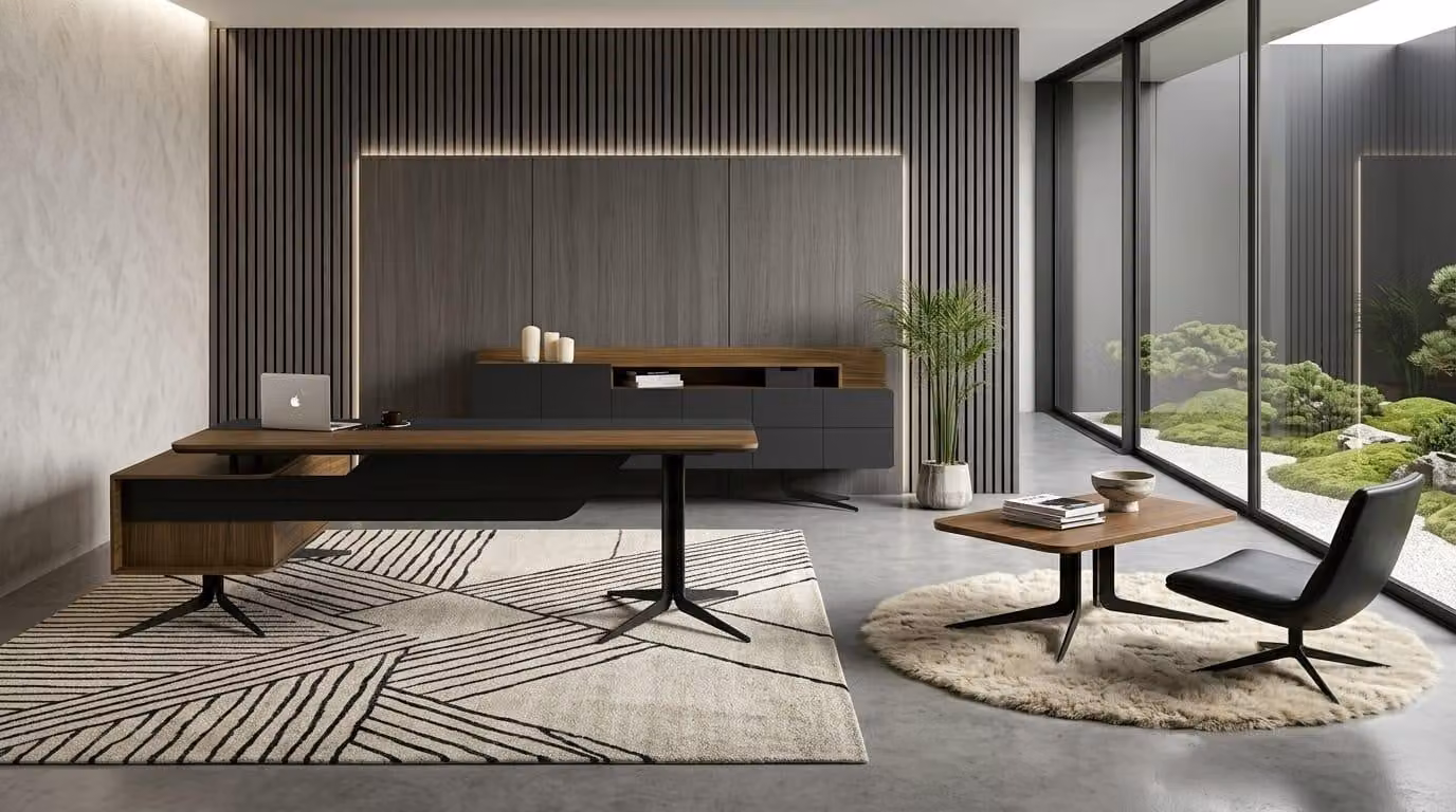 Set esclusivo per ufficio: scrivania, mobiletto laterale, tavolino da caffè, design moderno