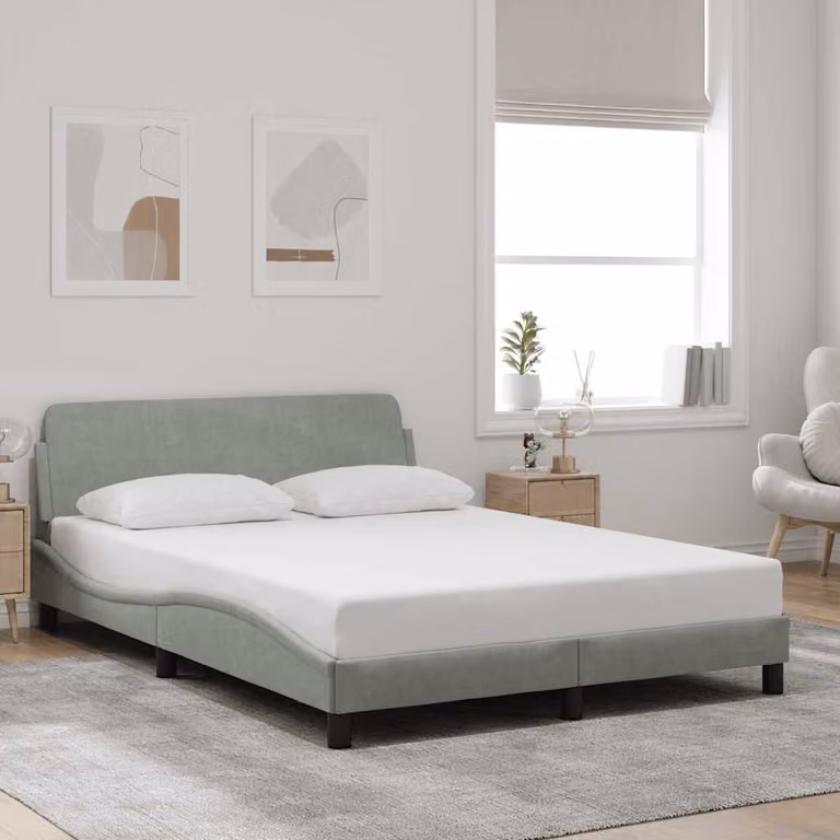 Giroletto Dover vidaXL in Velluto Grigio Chiaro L/P/H: 140 x 190 x 145 cm