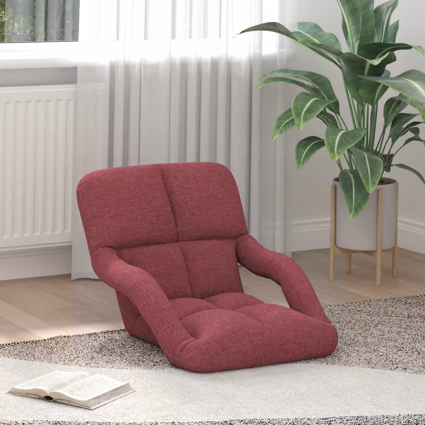 Sedia da pavimento regolabile con braccioli vidaXL Rosso