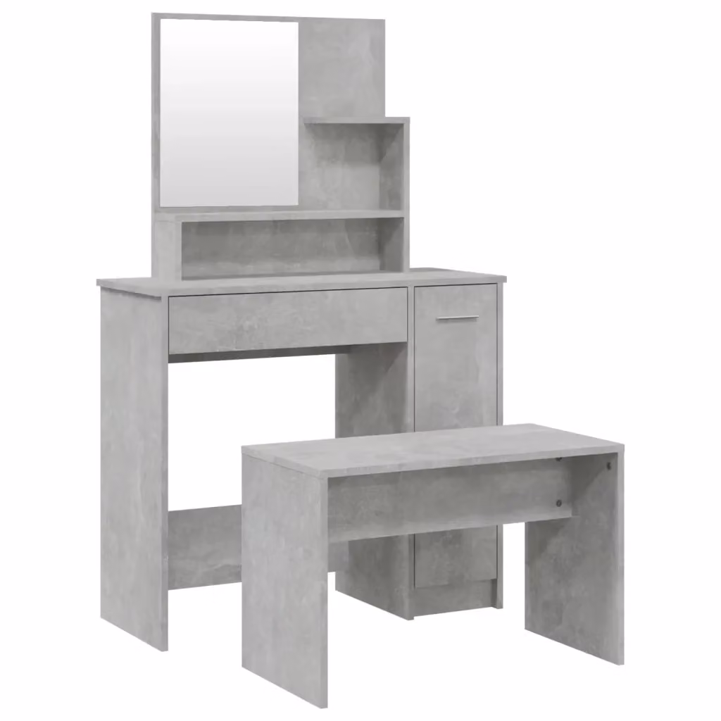 Set Tavolo da Toeletta vidaXL Grigio, L: 86,5 cm, P: 35 cm, H: 136 cm – 2