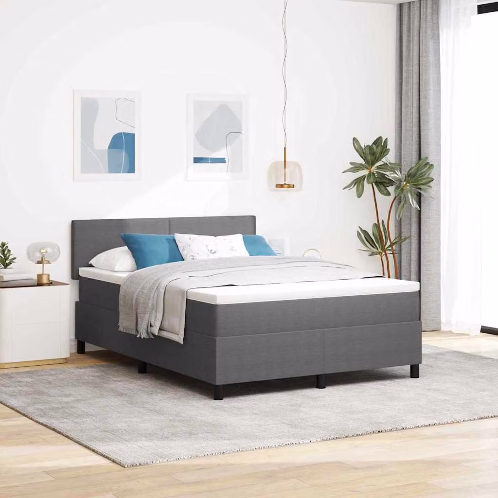 Maison Exclusive - Letto boxspring grigio chiaro e bianco 140 x 200 cm Tessuto in velluto a coste