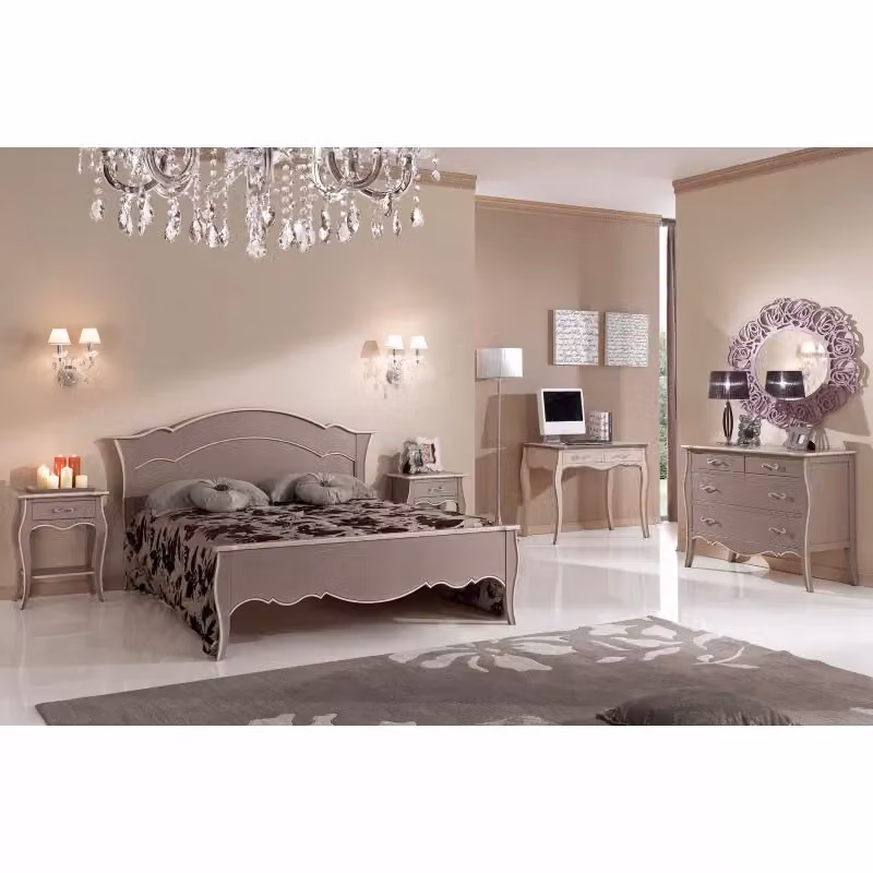 Comodino Mobili 2G con 1 cassetto e 1 ripiano laccato tortora anticato e profilo avorio L: 54 cm, P: 36 cm, H: 69 cm – 3