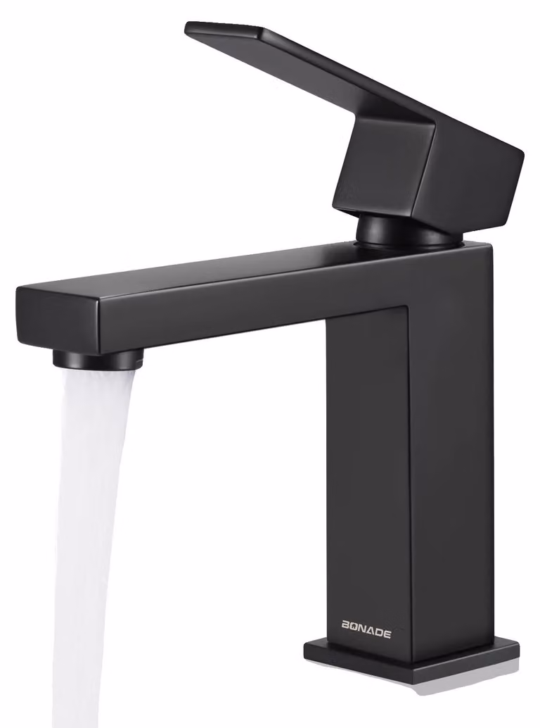Miscelatore per lavabo, design contemporaneo, acciaio inossidabile resistente, colore nero, attacco G3/8