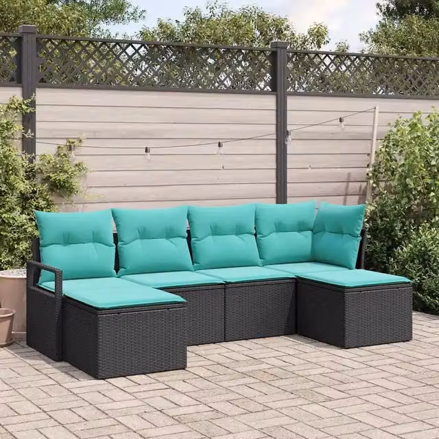 Set di divani 6 pz Nero polyrattan 3346496