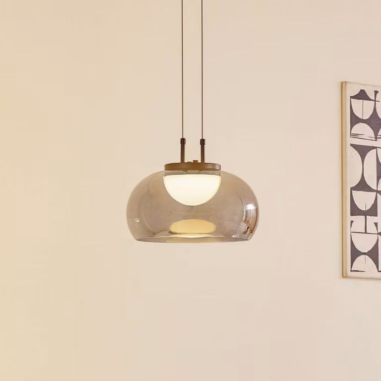 Lampada a sospensione in vetro Dain Lucande, Alluminio / Grigio / Zincato, Soggiorno / Sala da pranzo, Vetro, Moderno, Lampada a sospensione