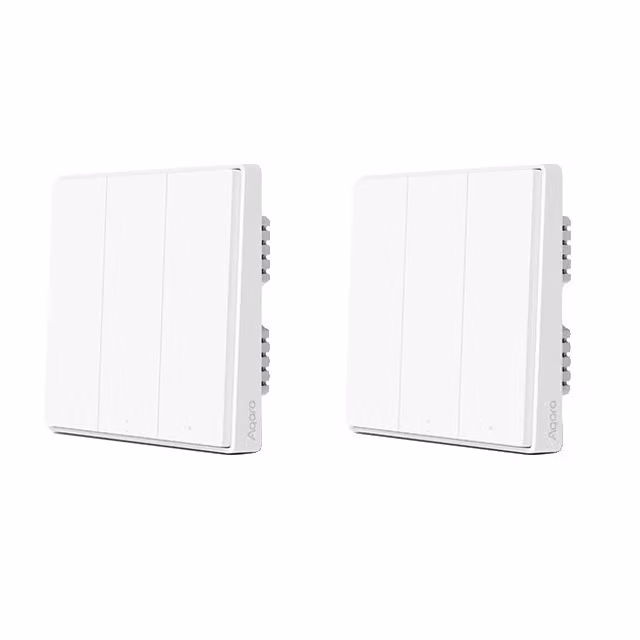 Interruttore a parete intelligente, non richiede conduttore di neutro, tecnologia wireless ZigBee, D1con neutro 3 x2