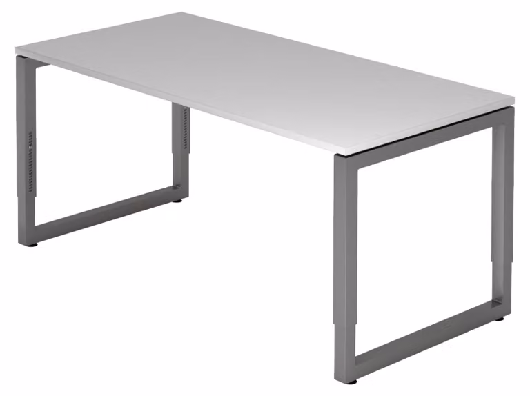 Scrivania bümö Serie-R - Dimensioni: 160 x 80 cm, struttura: grafite, decorazione: grigio