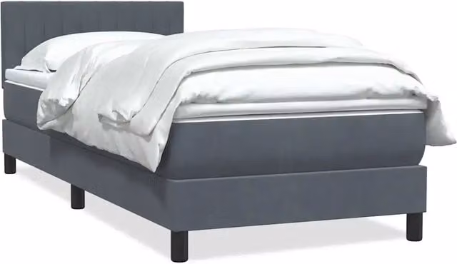 Letto Ibrido con Giroletto a Molle e Materasso vidaXL in Velluto Grigio, L: 80 cm, P: 223 cm, H: 88 cm – 1