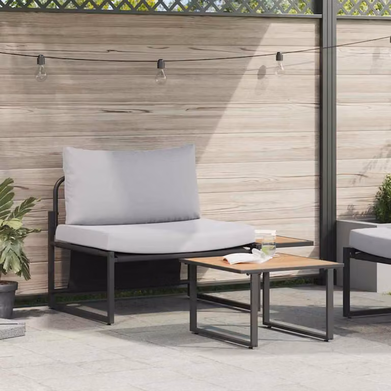 Maison Exclusive - Set di divani da giardino, 2 pezzi, grigio chiaro, acciaio