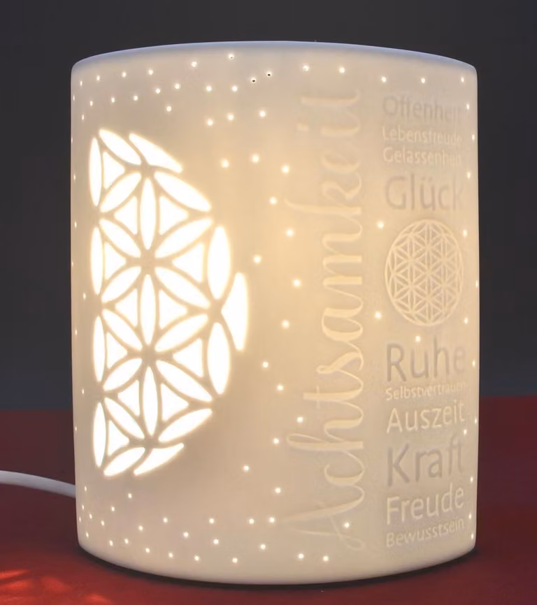 Lampada in porcellana a ellisse "Mindfulness" bianca circa 20 x 17 x 10 cm (H/W/D)