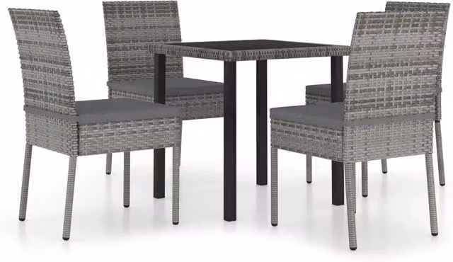 Set da Pranzo da Giardino 5 pz | Set Salotto da Giardino in Polyrattan Grigio