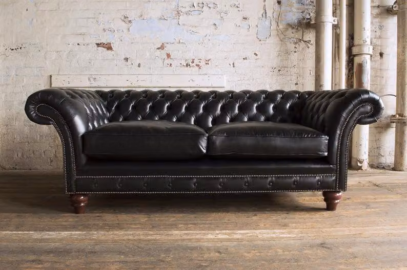 Ledersofa Chesterfield Designer Couchen Sofa Polster 3 Sitzer Garnitur