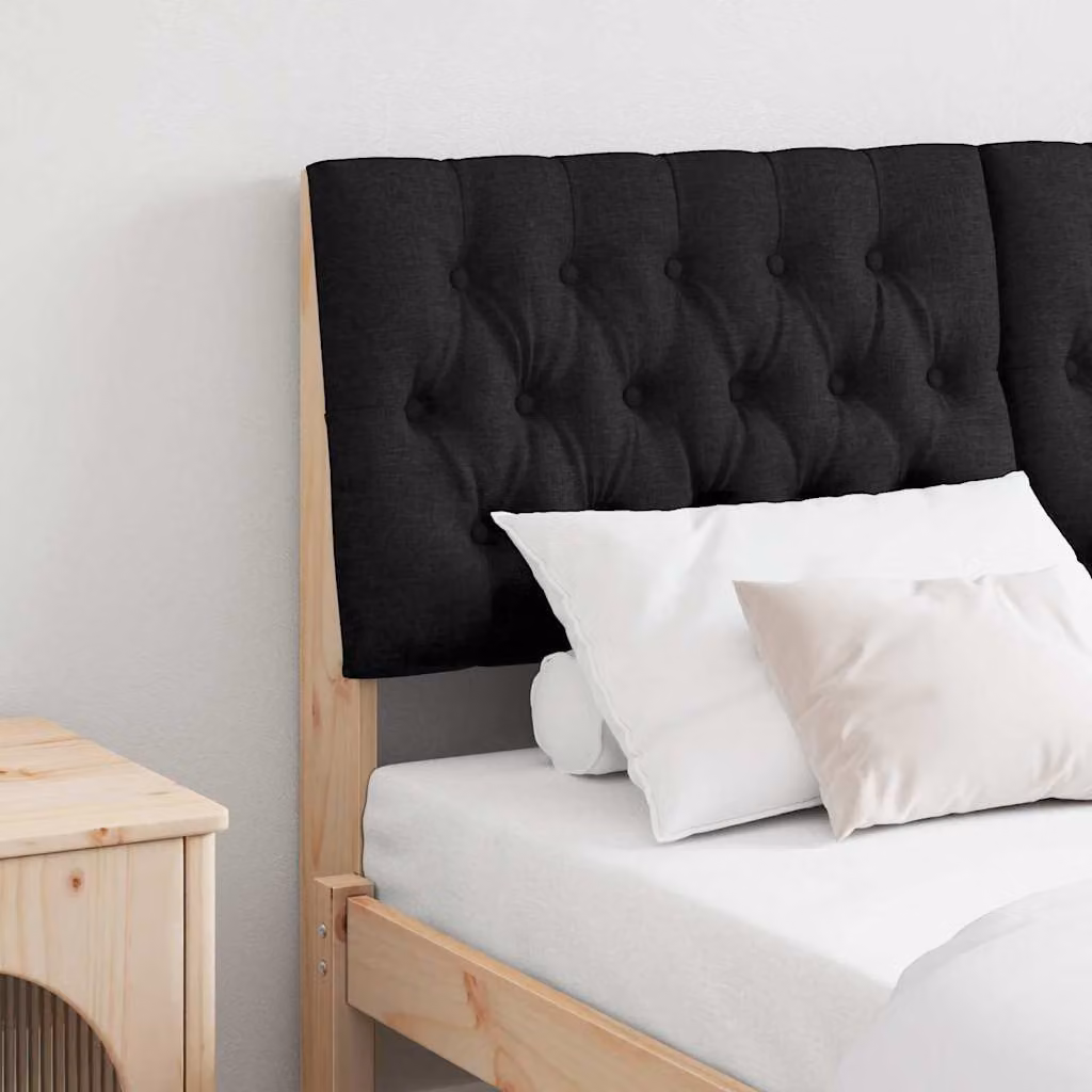 Testiera imbottita vidaXL in pino massello, colore nero, larghezza: 160 cm