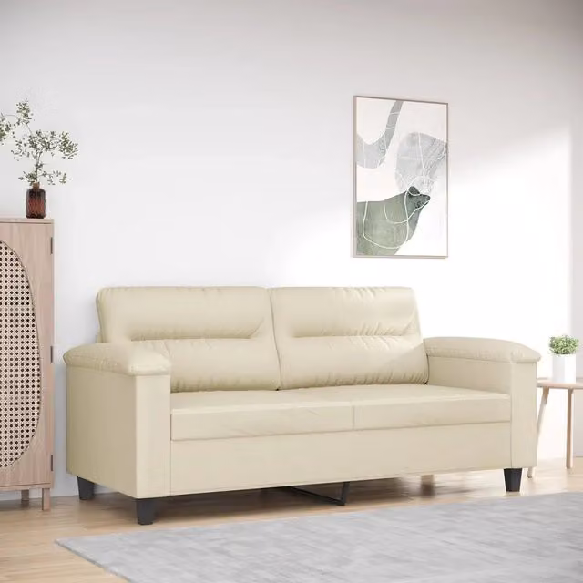Divano a 2 Posti-Sofa 2 Posti Crema 140 cm in Similpelle 799471