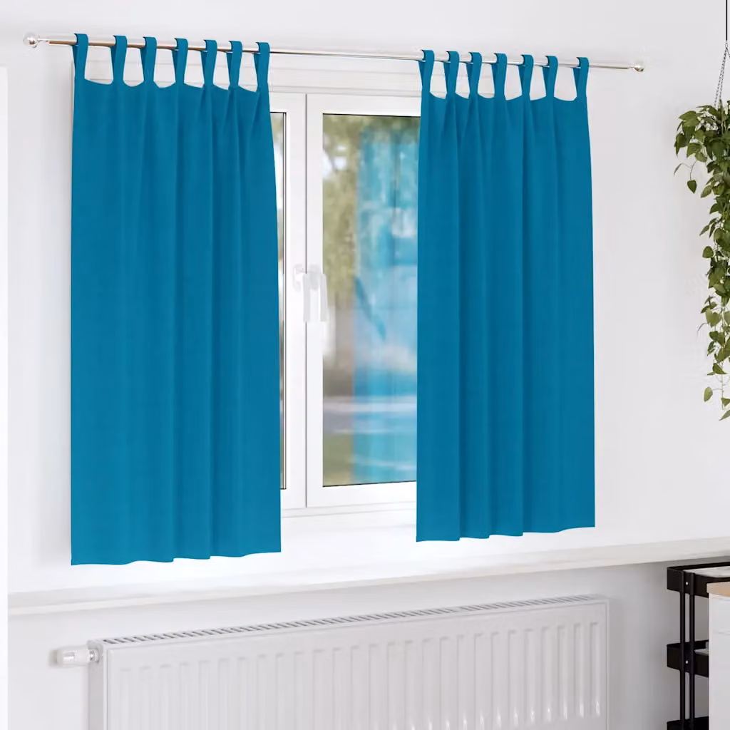 Set di 2 tende blackout vidaXL in poliestere con anelli, colore turchese, H 175 x L 140 cm