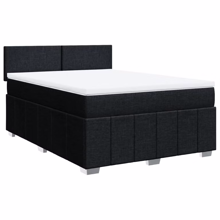 Giroletto a Molle con Materasso Nero 140x190 cm in Tessuto