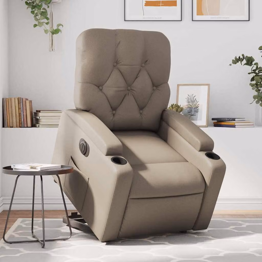 Poltrona Alzapersona Reclinante Elettrica vidaXL in Similpelle Beige/Marrone
