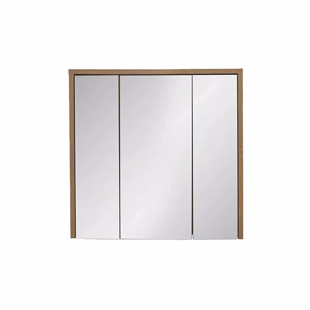 Mobile da bagno sospeso Meublorama GABI con ante a specchio in finitura rovere e grigio, stile rustico – 2