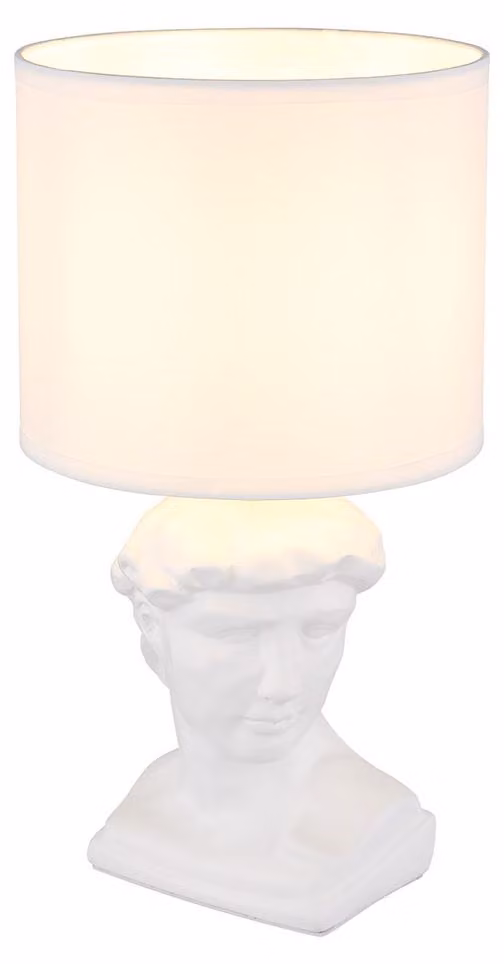 Lampada da tavolo, statua, bianco, tessuto, H 33 cm