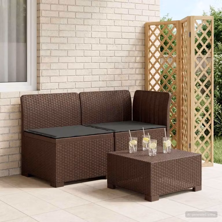 Divano da giardino a 2 posti vidaXL con cuscini in aspetto rattan, resistente alle intemperie e ai raggi UV, disponibile in marrone o antracite