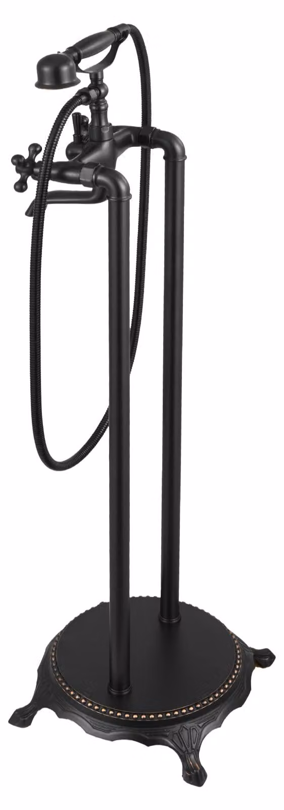 SucceBuy: rubinetto per vasca da bagno freestanding con piedistallo a zampe e doccetta, design vintage con tubo flessibile da 1,5 m e bocca girevole a 360°, set doccia in bronzo oliato