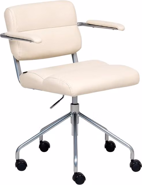 Sedia da ufficio BELIANI in ecopelle beige con braccioli, girevole a 360 gradi e regolabile in altezza, L: 45 cm, P: 44 cm, H: 47-57 cm