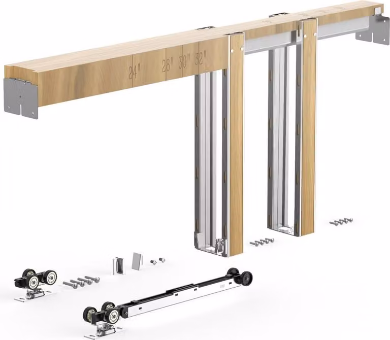 Set di telai per porte scorrevoli - Porta scorrevole in acciaio per larghezza 610-762 mm, altezza 2032 mm - Set completo di porte scorrevoli