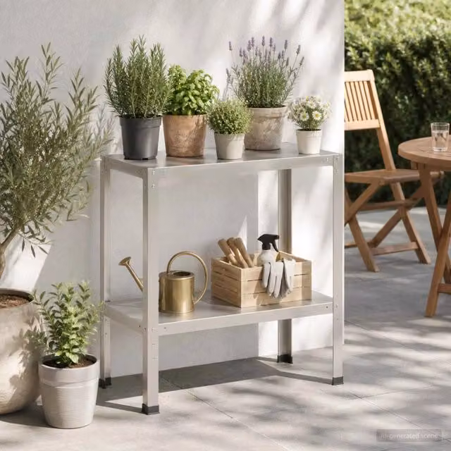 Tavolo da rinvaso vidaXL in acciaio inox argento L/P/H: 100 x 40 x 80 cm – 1