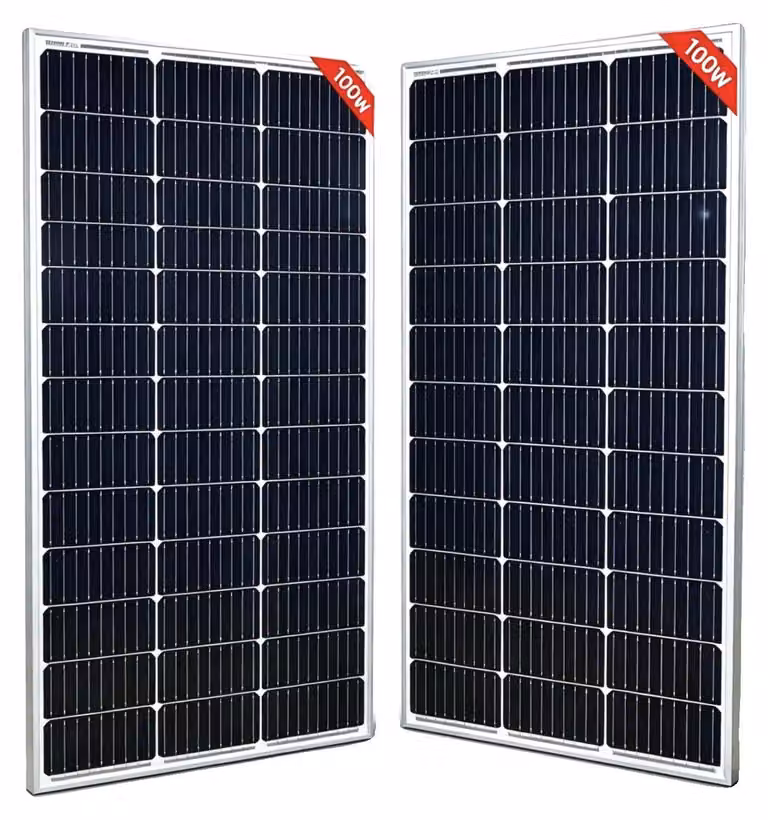 Pannelli solari, vetro temperato, alta efficienza, 2 pannelli da 100W