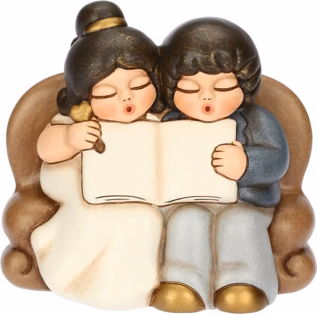 Coppia anniversario con libro in ceramica Thun multicolore grande