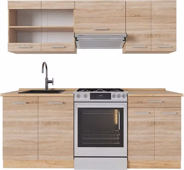 Cucina componibile R-Line Sonoma/Rovere dorato 200 cm, PL Rovere Vicco