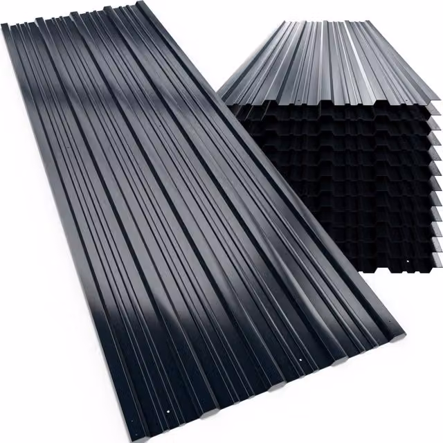 Set di 24 pannelli in acciaio zincato GARDEBRUK, lamiere trapezoidali pre-forate colore antracite, L: 129 cm, P: 46 cm – 1