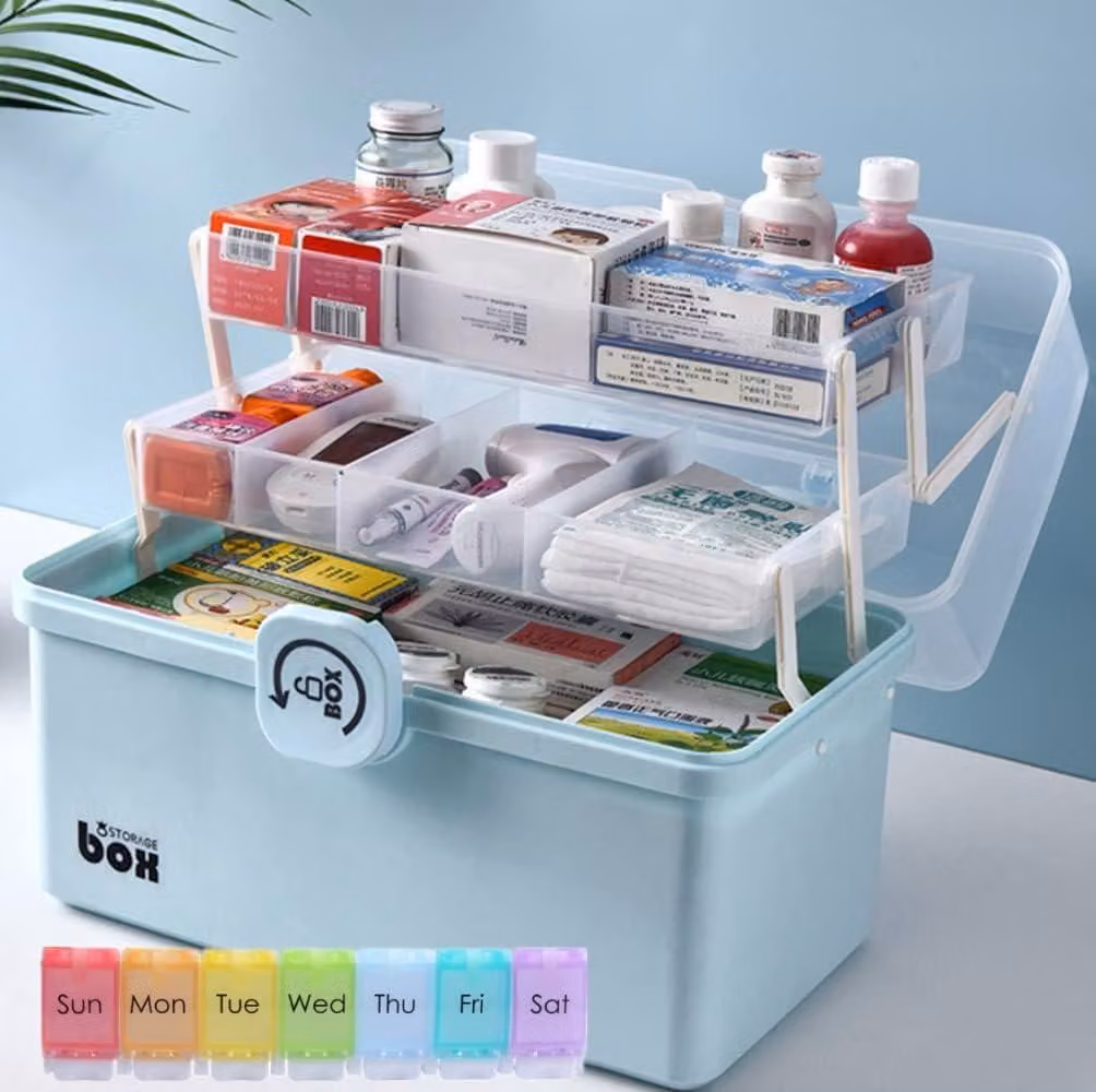 Contenitore per farmaci - Salvaspazio e resistente all'acqua - Modello BOX