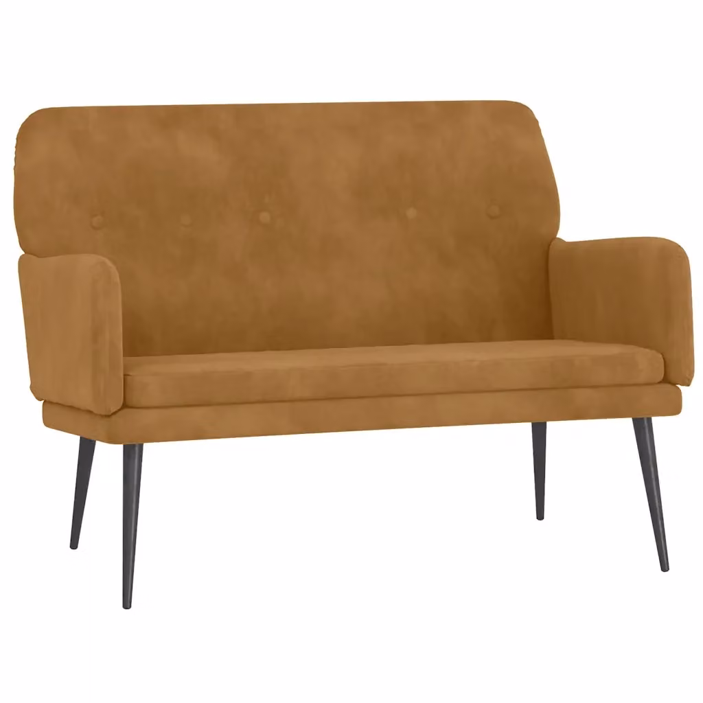 Panca-Sgabello Design Mania in Velluto Marrone con Struttura in Metallo L/P/H: 108 x 79 x 79 cm – 2