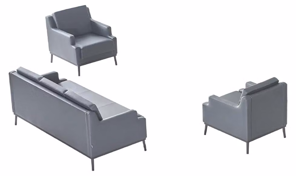 Arbeitszimmer-Set 3tlg 3-Sitzer mit 2x Sessel Dunkelgrau Modern Design