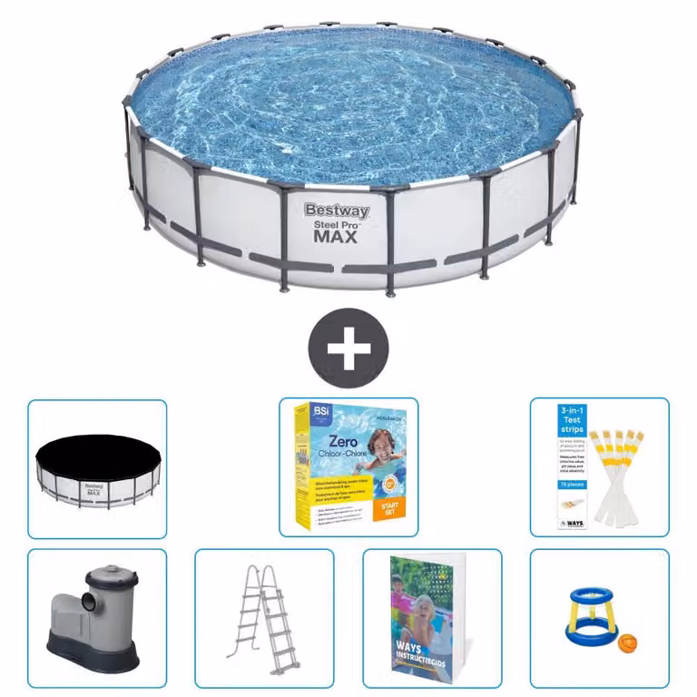 Piscina gonfiabile Bestway Steel Pro MAX, rotonda, 549x122 cm, composta da 6 parti, modello S529