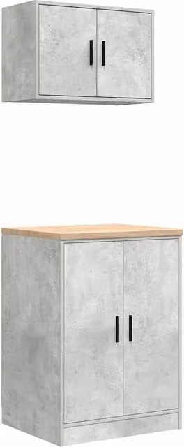 Set di 2 Armadi da Garage DESIGN IN in Legno di Pino Grigio Cemento CFW7630172 – 1