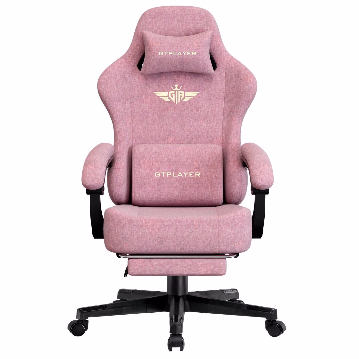 GTPLAYER sedia da gioco Poltrona da gioco ergonomica Sedia da scrivania Sedia da ufficio con superficie in tessuto Cuscino di seduta a molla, braccioli di collegamento, con poggiapiedi