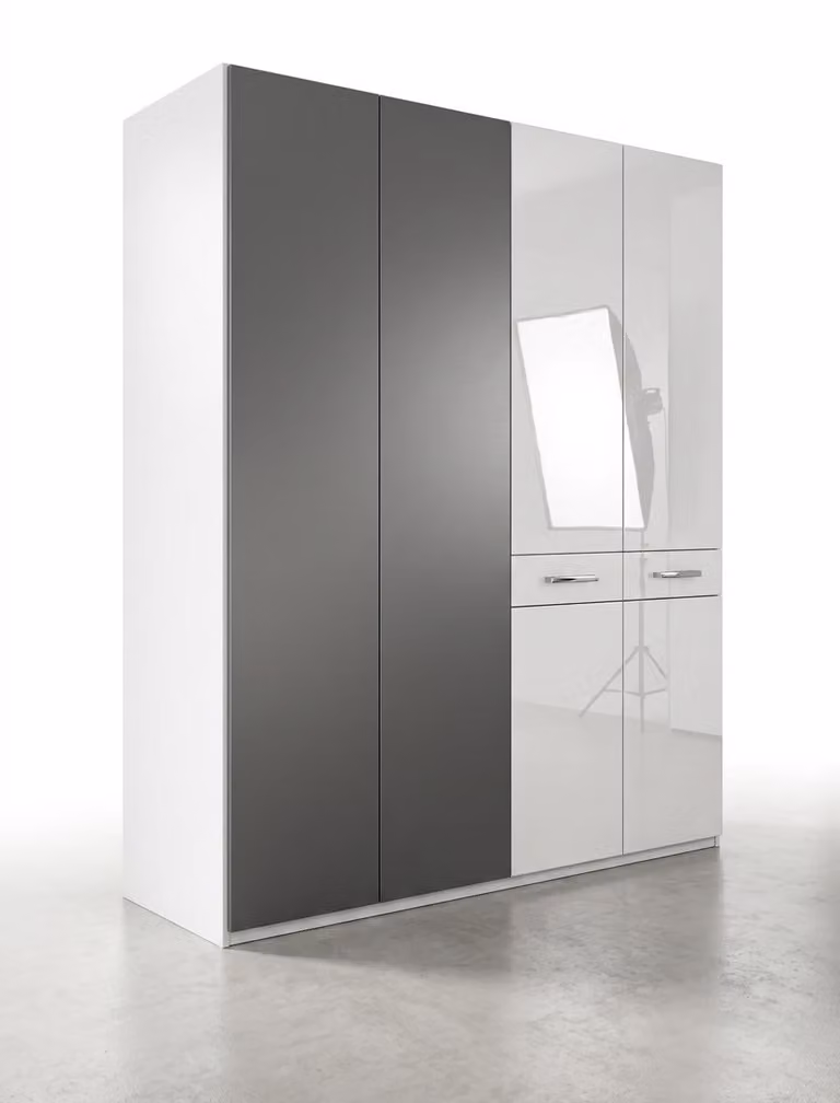 Armadio a ante battenti grigio, design moderno ed elegante
