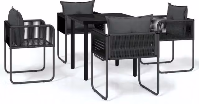 Set da Pranzo da Giardino 5 pz | Set Salotto da Giardino Nero