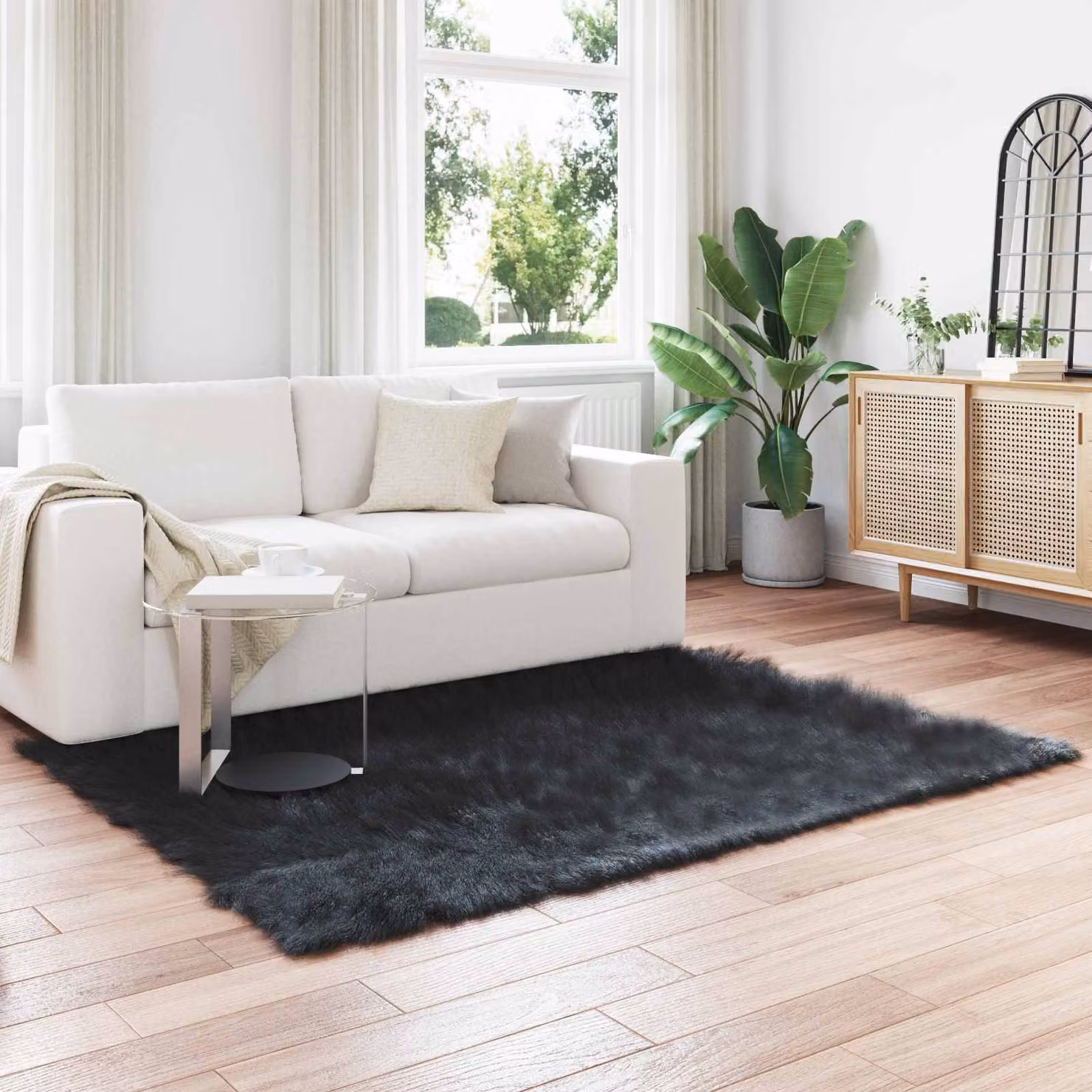 Tappeto moderno vidaXL in poliestere nero, L: 160 cm, P: 230 cm