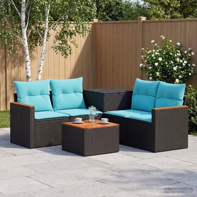 Set di divani 6 pz Nero e Blu 55 x 55 x 37 cm 3447615