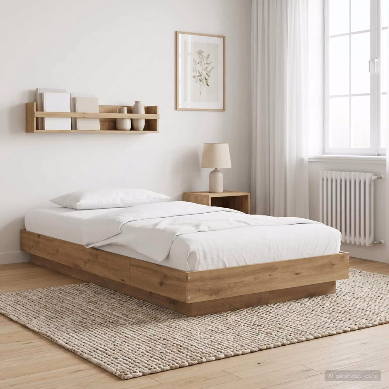 Struttura letto a pavimento moderna vidaXL in legno color rovere con doghe fisse L: 212 cm, P: 80 cm
