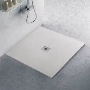 Piatto doccia quadrato INBAGNO Karen in resina ghiaccio effetto pietra bianco L/P: 80 x 80 cm