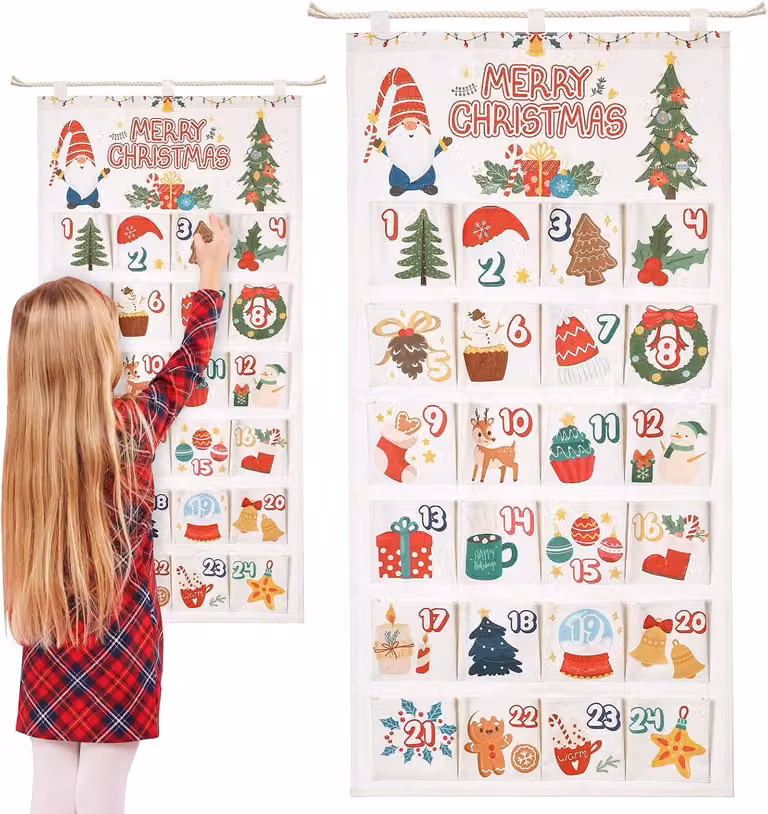 Calendari dell'Avvento da riempire - Con 24 scomparti - Da riempire personalmente e da appendere - Da personalizzare - Calendario di Natale decorativo