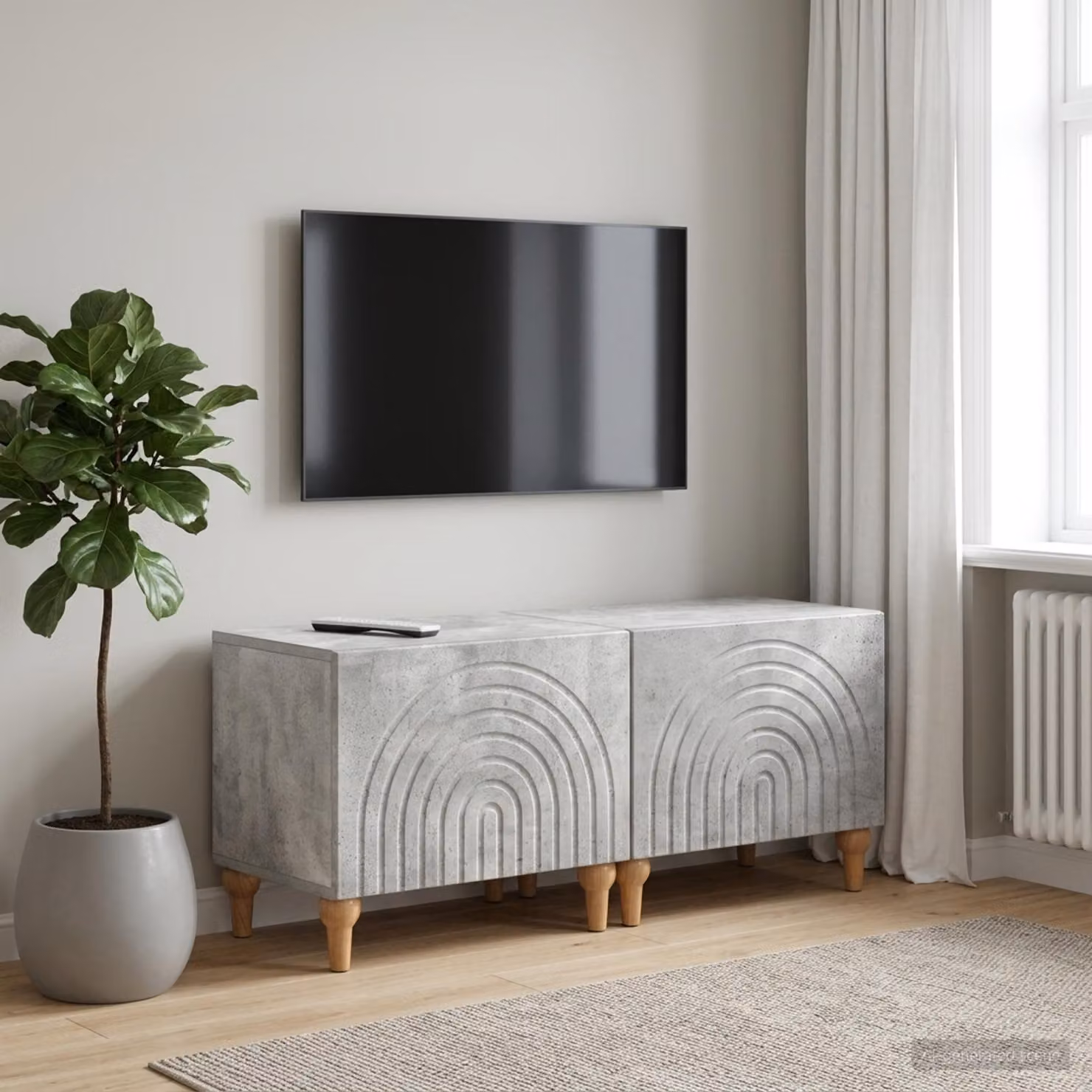 Mobile TV moderno vidaXL in legno ingegnerizzato e MDF, colore grigio cemento