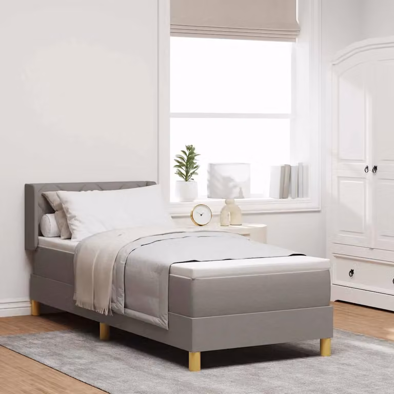 Letto a molle vidaXL Talpa in tessuto beige o grigio con struttura in legno, L 200 cm x P 80 cm