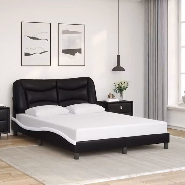 Giroletto senza materasso Hvar vidaXL in similpelle nero e bianco L/P/H: 200 x 120 x 74,5 cm – 1